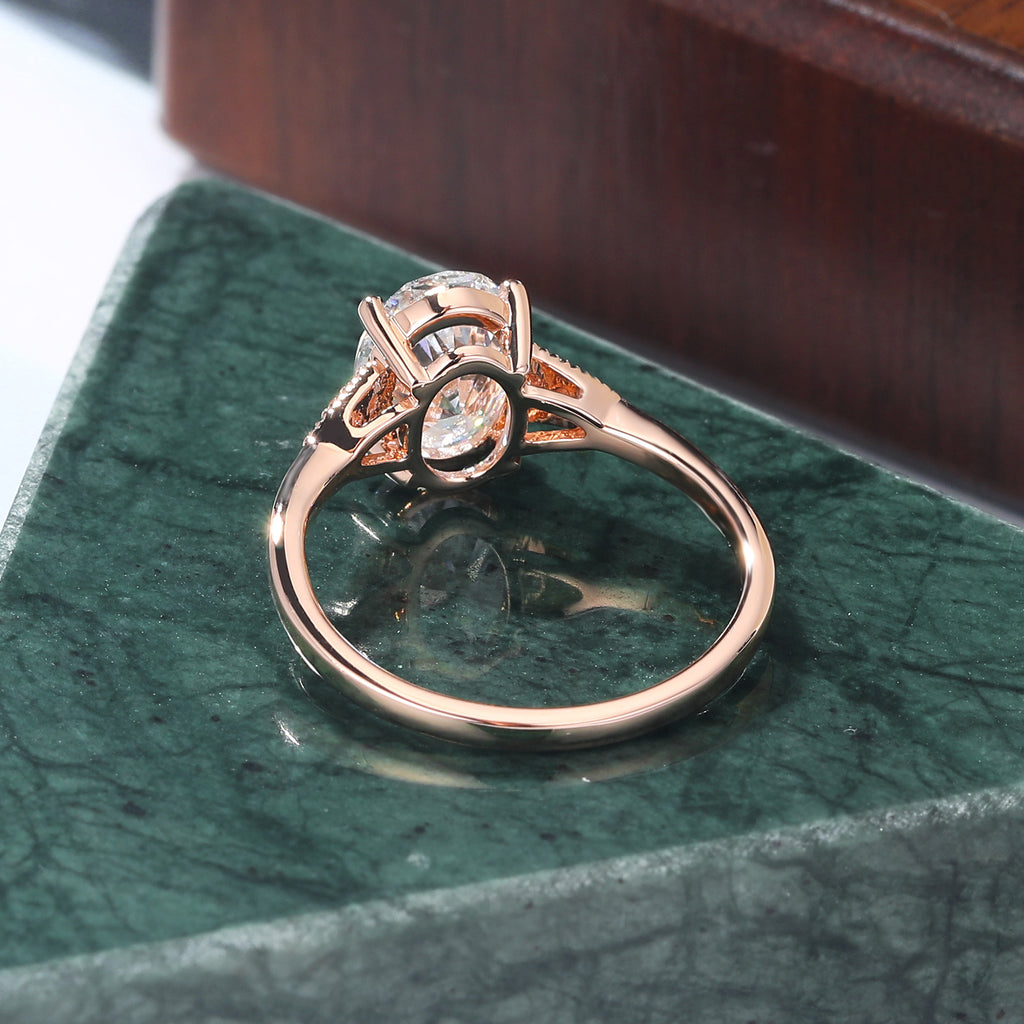 1.6ct Oval cut Lab grown diamond rose gold engagement Ring.