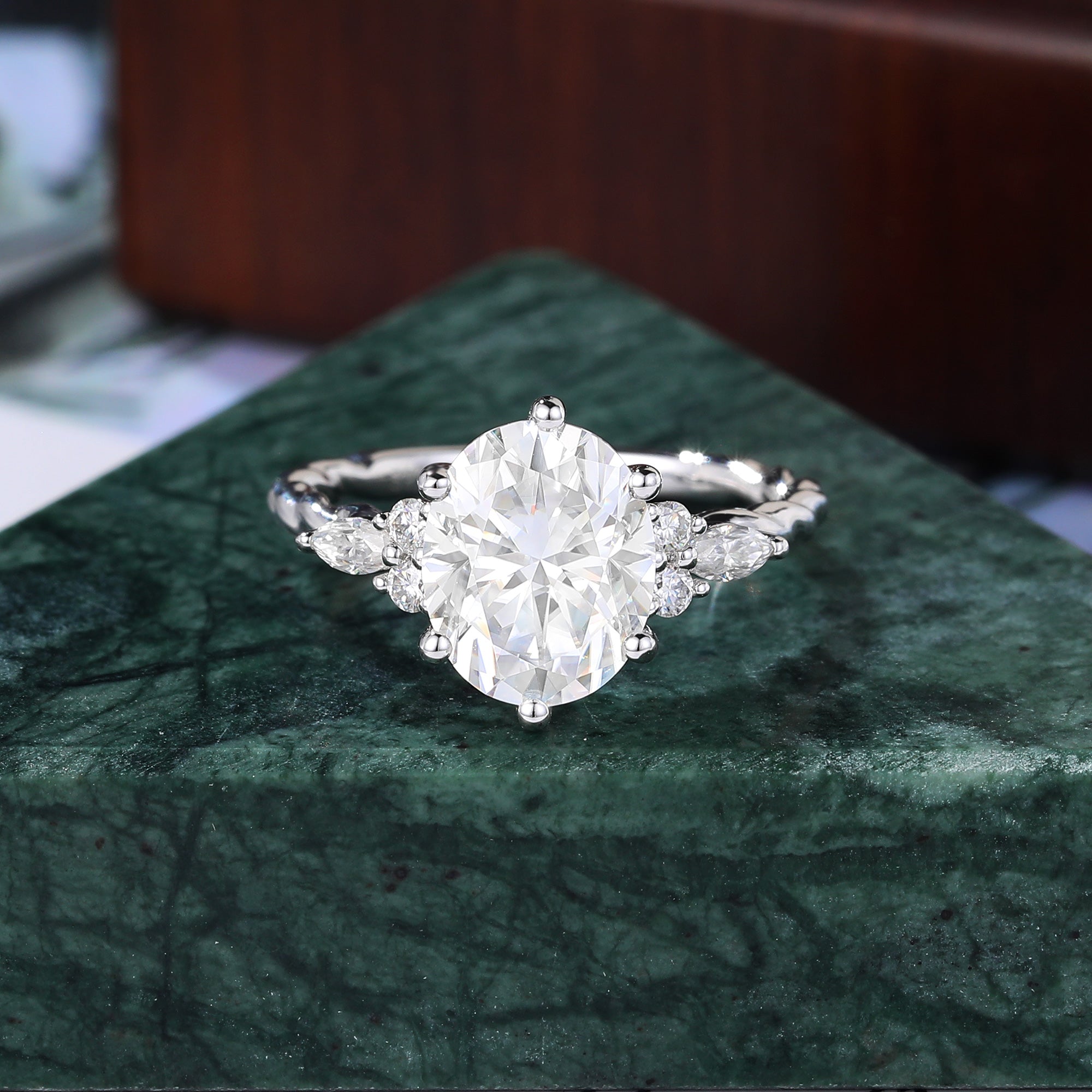 2.5CT Oval cut Lab grown Diamond white gold engagement ring S925/10K/14k/18k gold , unique rose/yellow gold bridal ring .Anniversary Gift.