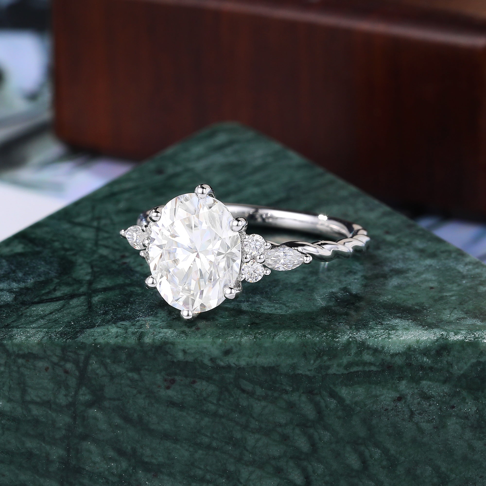 2.5CT Oval cut Lab grown Diamond white gold engagement ring S925/10K/14k/18k gold , unique rose/yellow gold bridal ring .Anniversary Gift.