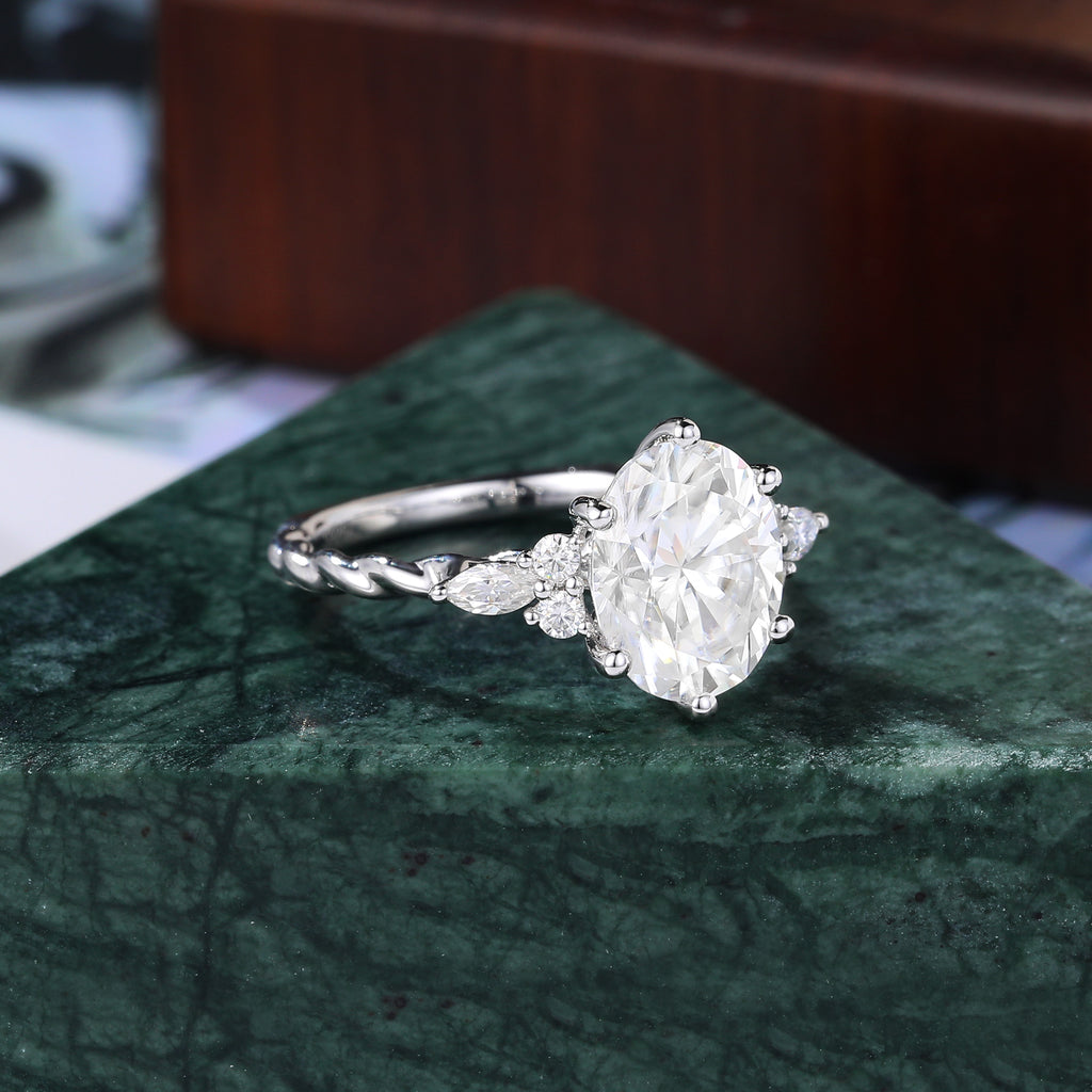 2.5CT Oval cut Lab grown Diamond white gold engagement ring S925/10K/14k/18k gold , unique rose/yellow gold bridal ring .Anniversary Gift.