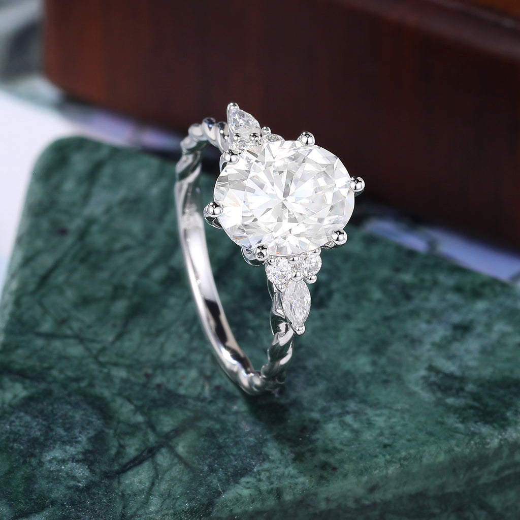 2.5CT Oval cut Lab grown Diamond white gold engagement ring S925/10K/14k/18k gold , unique rose/yellow gold bridal ring .Anniversary Gift.