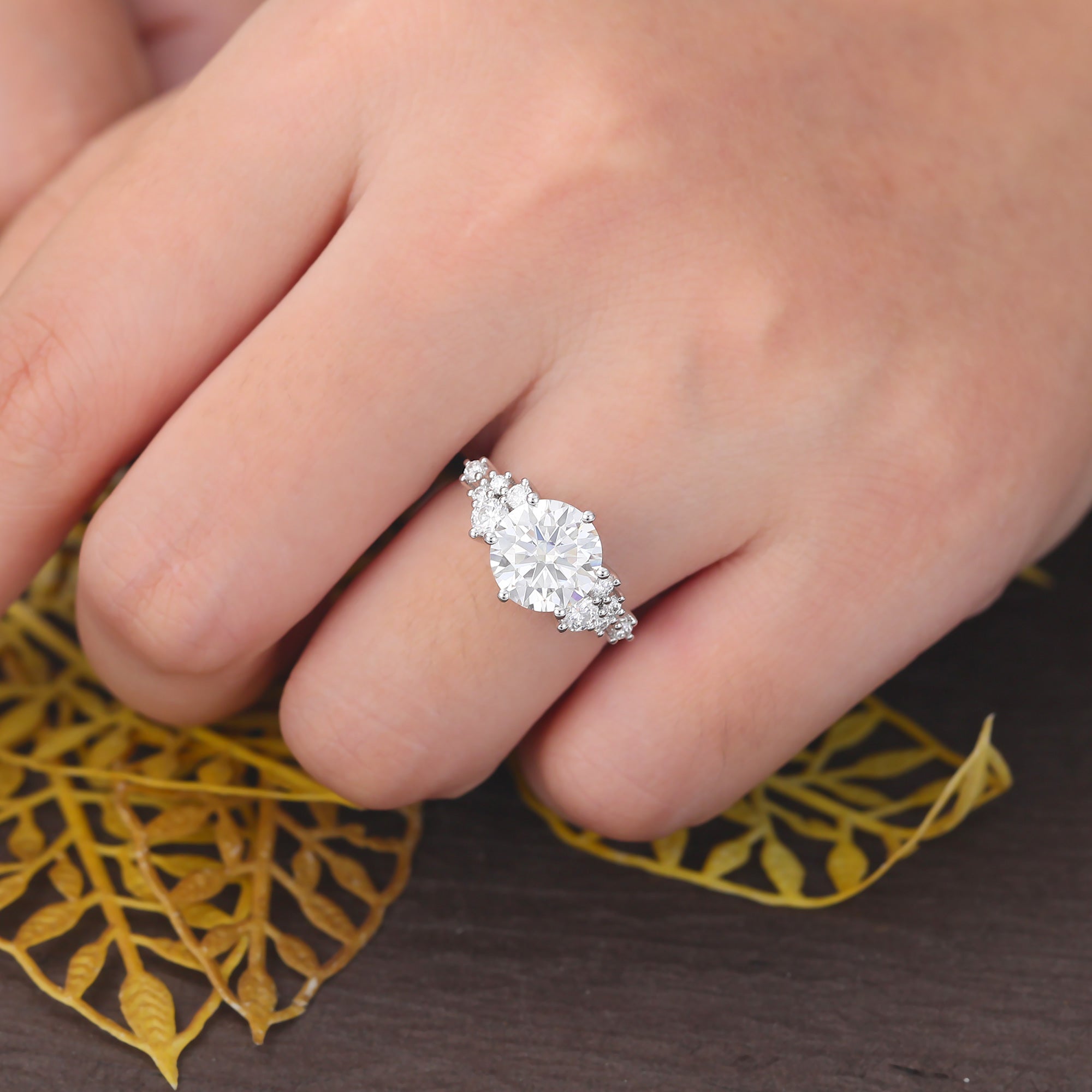 2.5CT Round cut Lab grown diamond white gold engagement ring S925/10K/14k/18k gold , unique rose/yellow gold bridal ring .Anniversary Gift.