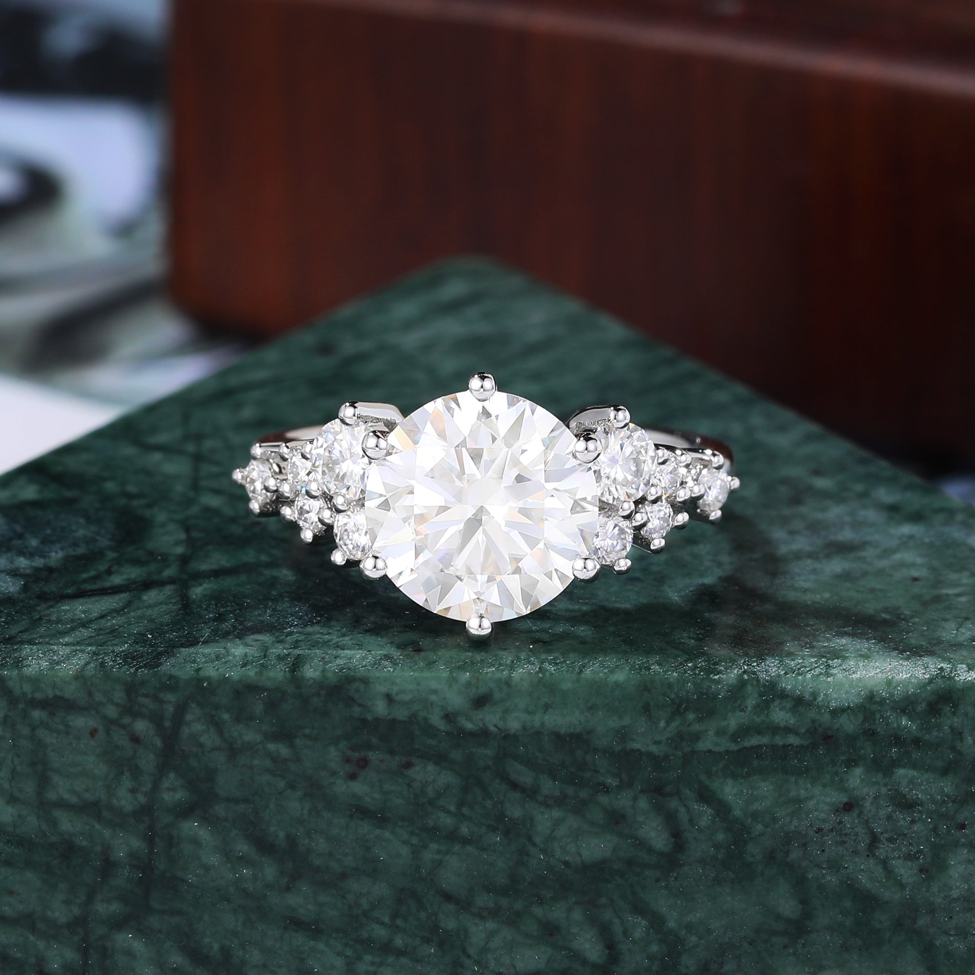 2.5CT Round cut Lab grown diamond white gold engagement ring S925/10K/14k/18k gold , unique rose/yellow gold bridal ring .Anniversary Gift.