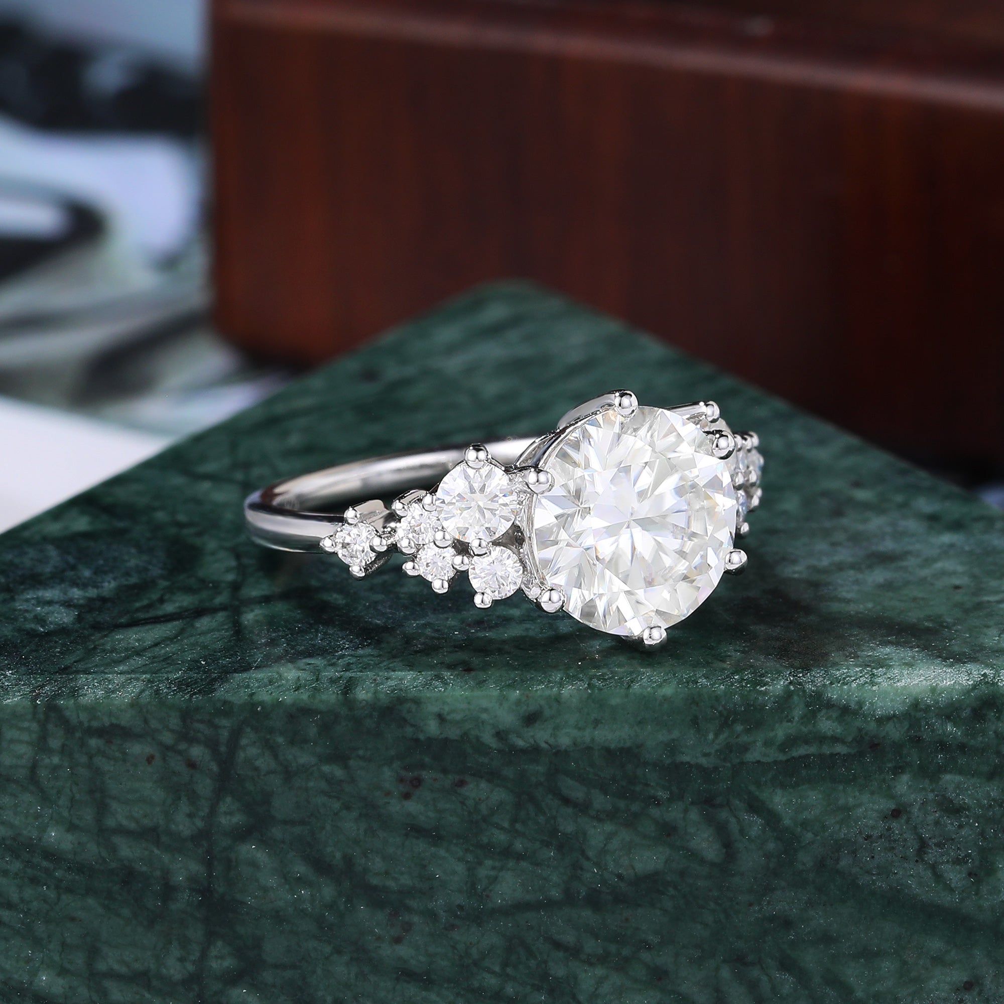 2.5CT Round cut Lab grown diamond white gold engagement ring S925/10K/14k/18k gold , unique rose/yellow gold bridal ring .Anniversary Gift.