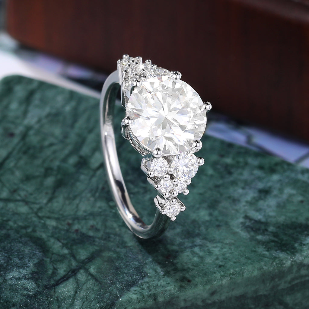 2.5CT Round cut Lab grown diamond white gold engagement ring S925/10K/14k/18k gold , unique rose/yellow gold bridal ring .Anniversary Gift.