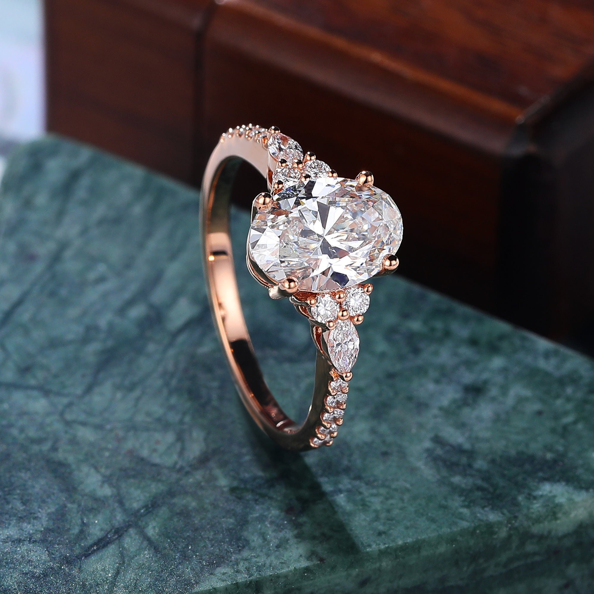 Oval cut Lab grown diamond rose gold engagement Ring.