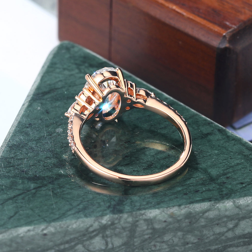 Oval cut Lab grown diamond rose gold engagement Ring.