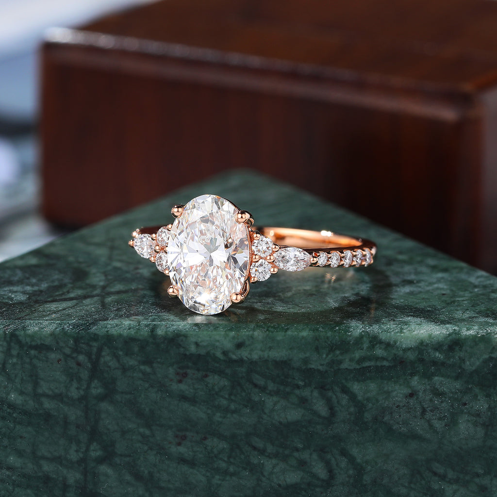 Oval cut Lab grown diamond rose gold engagement Ring.