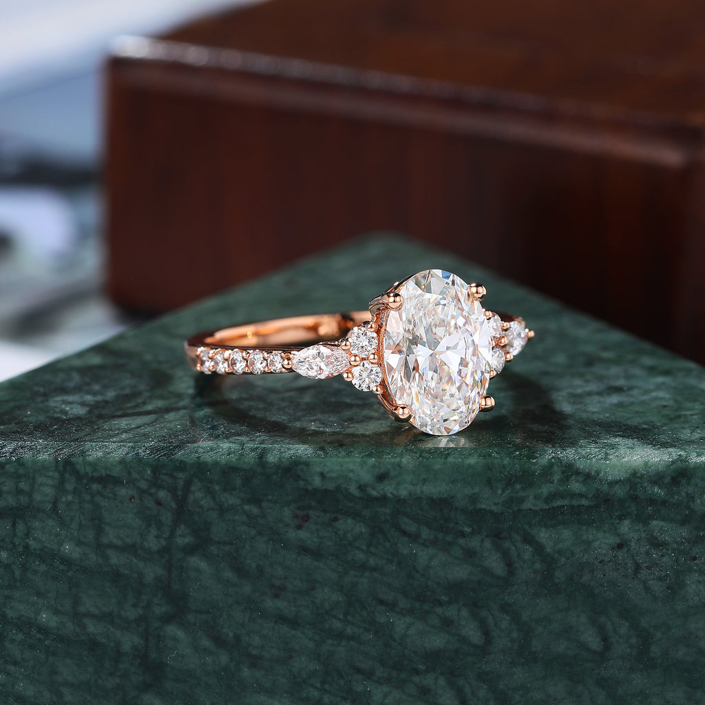 Oval cut Lab grown diamond rose gold engagement Ring.