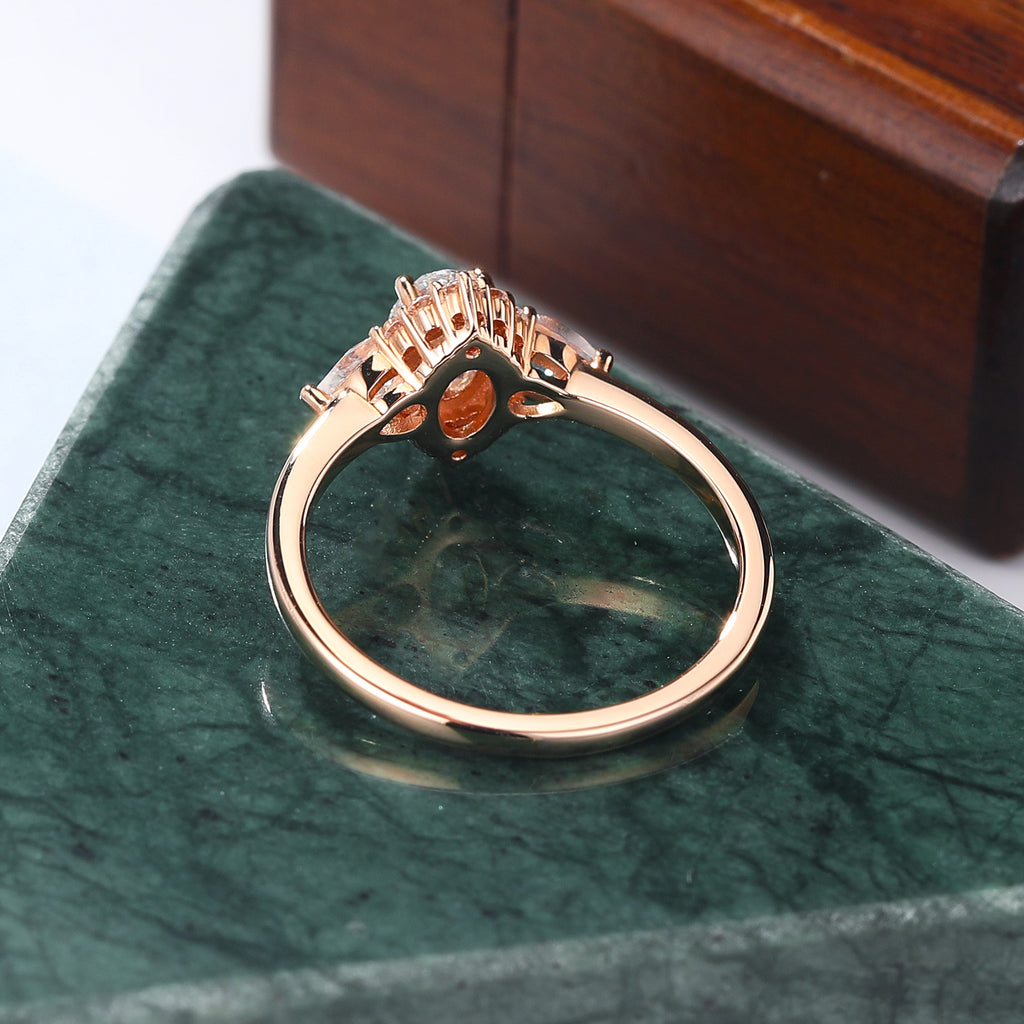 Oval cut moissanite rose gold engagement Ring.