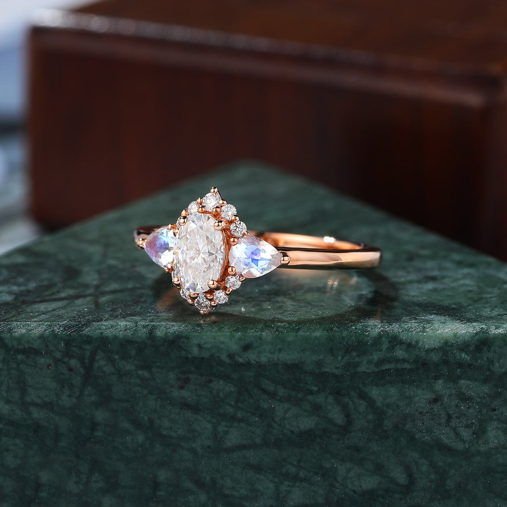 Oval cut moissanite rose gold engagement Ring.