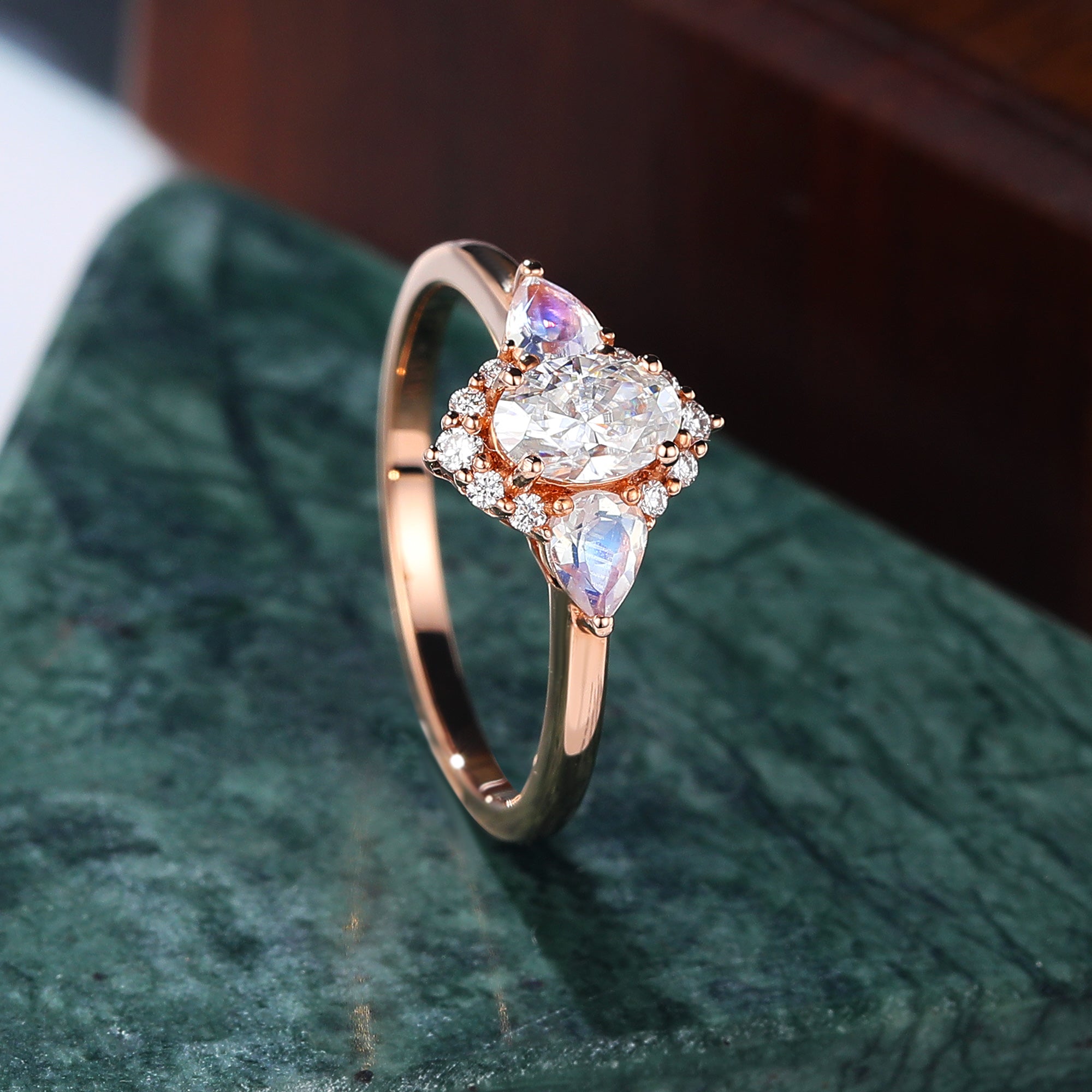 Oval cut moissanite rose gold engagement Ring.