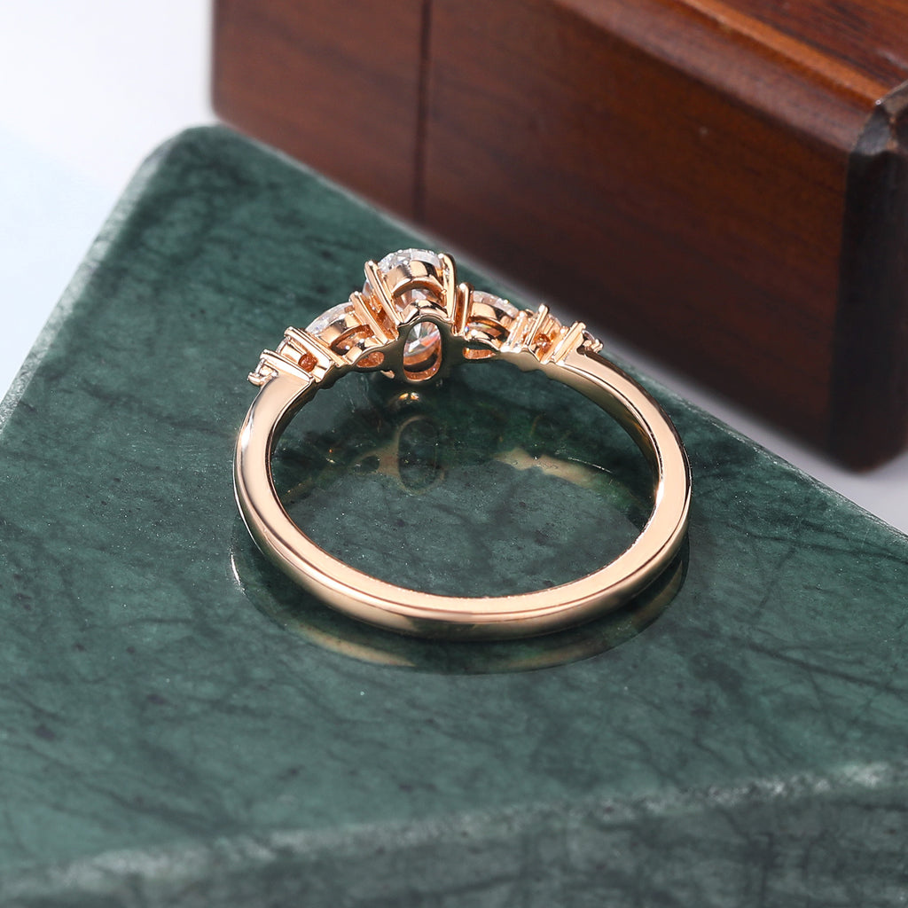 Oval cut moissanite rose gold engagement Ring.