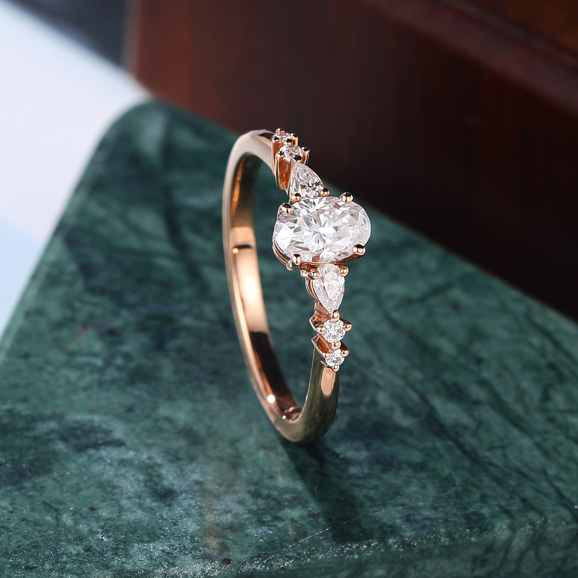 Oval cut moissanite rose gold engagement Ring.