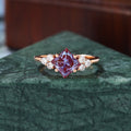Princess cut Lab Alexandrite rose gold engagement Ring.