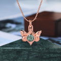 Round cut Lab Green Sapphire Butterfly Pendant Necklace for women, rose gold white gold yellow gold, S925/10K/14K/18K