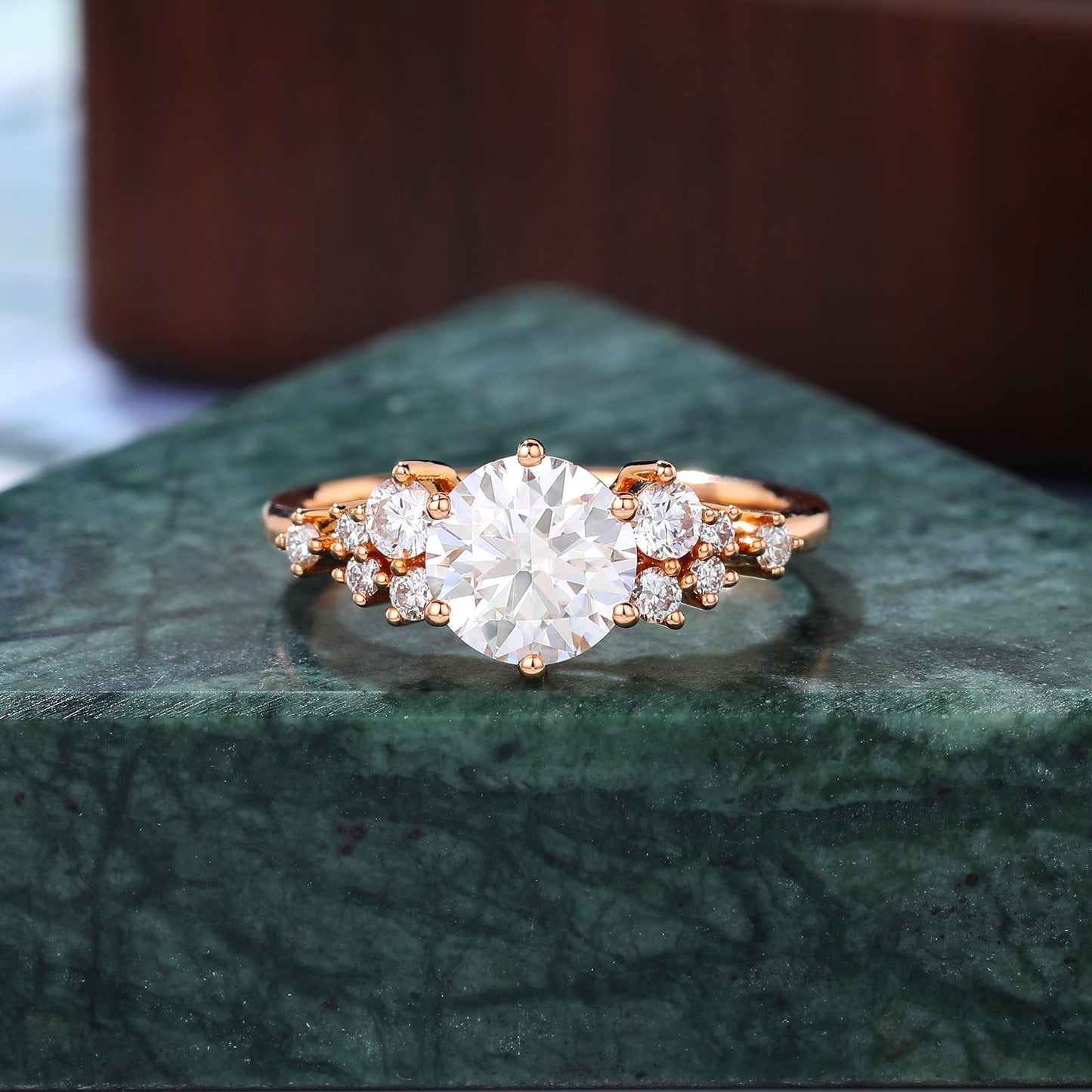 1.0 ct round moissanite rose gold engagement ring. Anniversary Gift.10k/14k/18k/S925