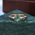 Round cut Moss agate rose gold engagement ring S925/10k/14k/18k gold