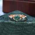 Hexagon cut Moss agate engagement ring S925/10k/14k/18k gold ,  rose/white/yellow gold ring