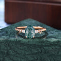 Oval cut Moss agate rose gold engagement ring S925/10k/14k/18k gold.