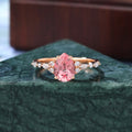 Pear shape Lab Pink Sapphire engagement ring 925silver/10k/14k/18k gold , unique moissanite bridal ring rose/white/yellow gold