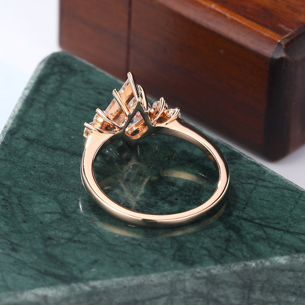 Kite cut moissanite rose gold engagement Ring.
