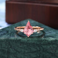 Kite cut Lab Pink Sapphire engagement ring , unique moissanite bridal ring rose/white/yellow gold ring ,S925/10k/14k/18k