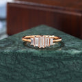 Baguette cut Moissanite rose gold engagement Ring.
