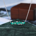 Baguette cut Lab Emerald white gold Pendant Necklace ,18 inches round cut moissanite Pendant Necklace