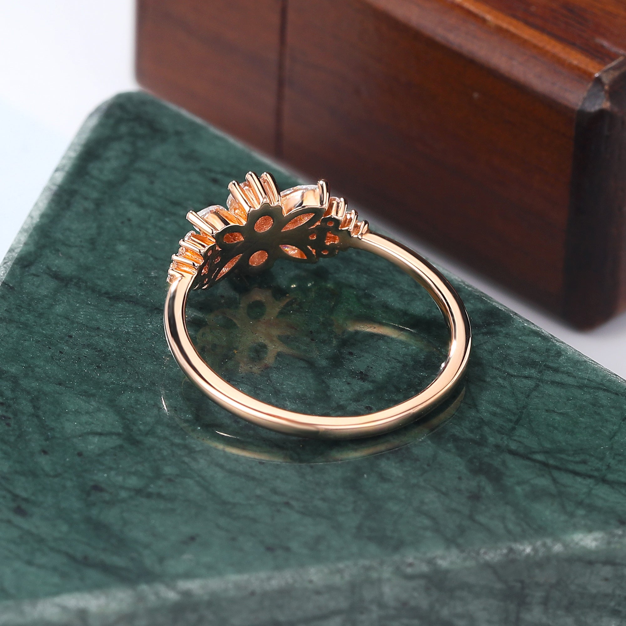 Cluster Moissanite rose gold engagement ring