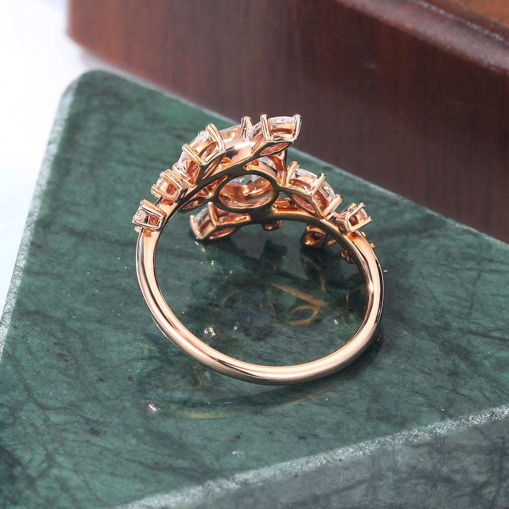 1.0CT Hexagon cut Lab grown diamond rose gold engagement Ring. Unique limb bridal ring