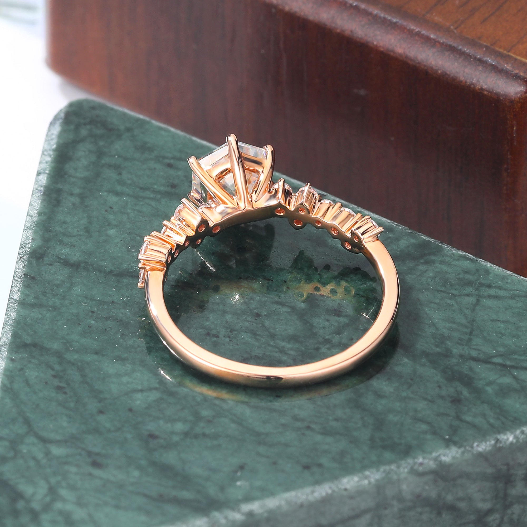 1.0CT Hexagon cut Lab grown diamond rose gold engagement Ring.