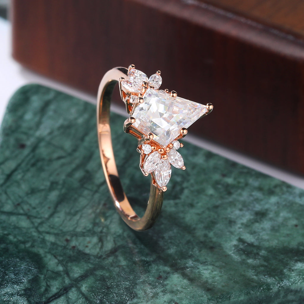 Kite cut Lab grown diamond rose gold engagement Ring.