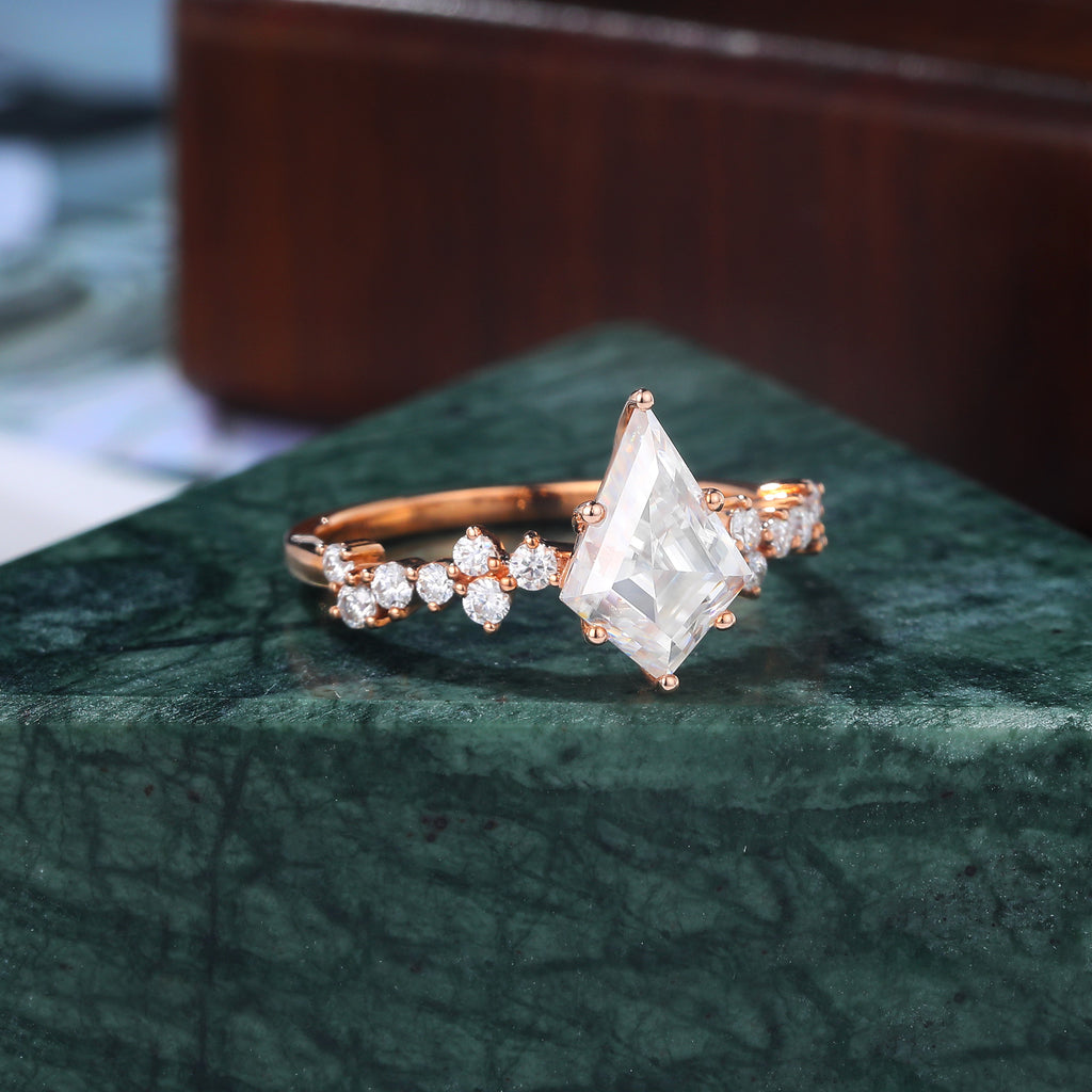 Kite cut Lab grown diamond rose gold engagement Ring.