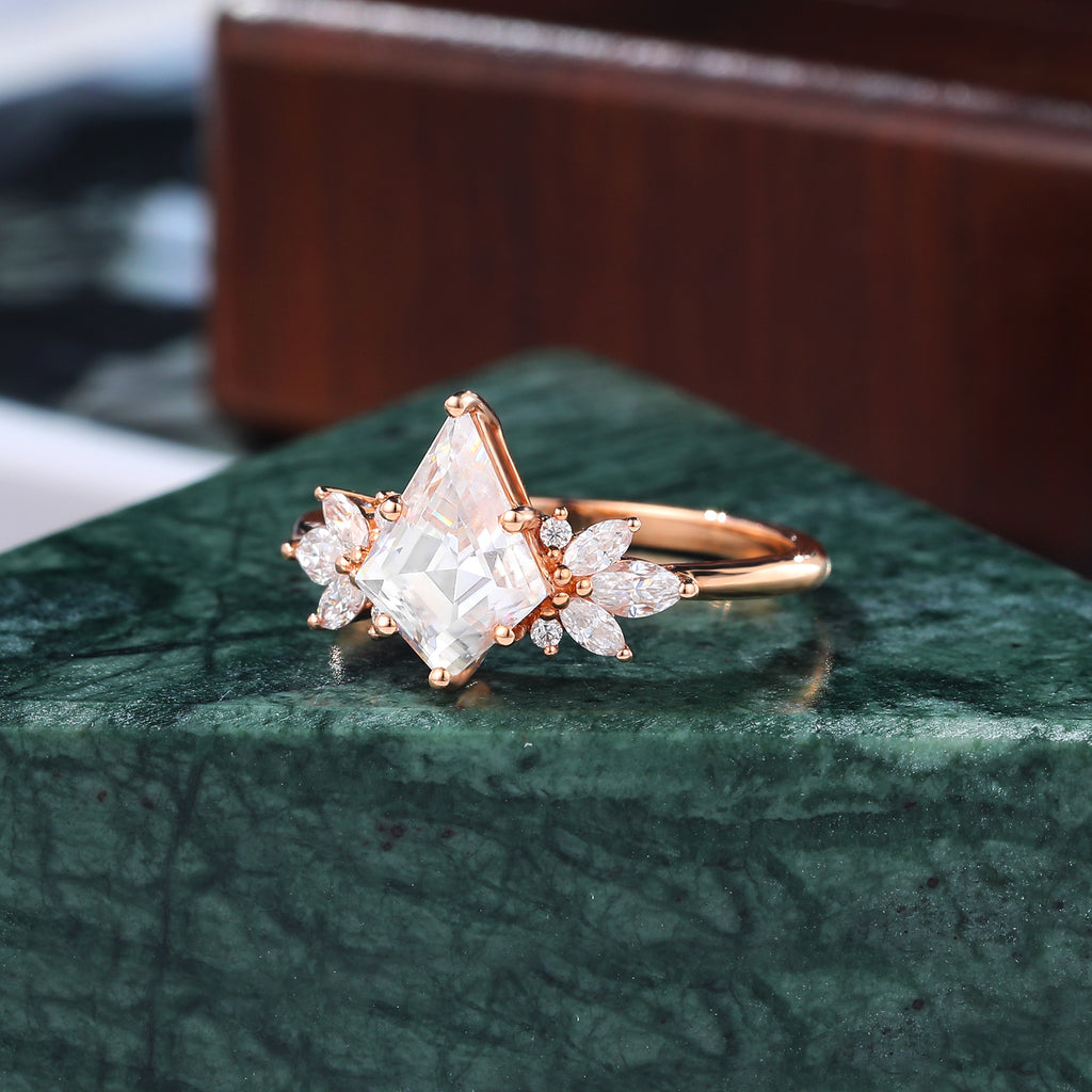 Kite cut Lab grown diamond rose gold engagement Ring.
