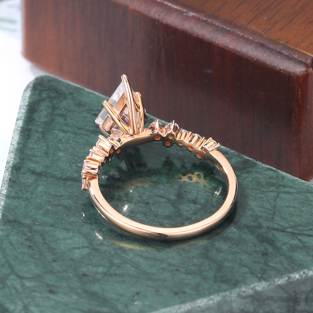 Kite cut Lab grown diamond rose gold engagement Ring.