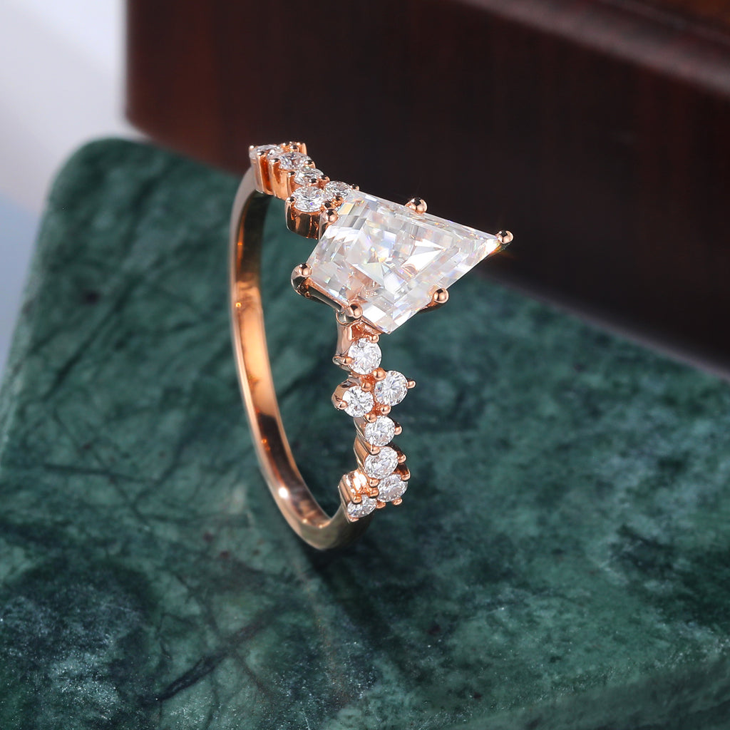 Kite cut Lab grown diamond rose gold engagement Ring.