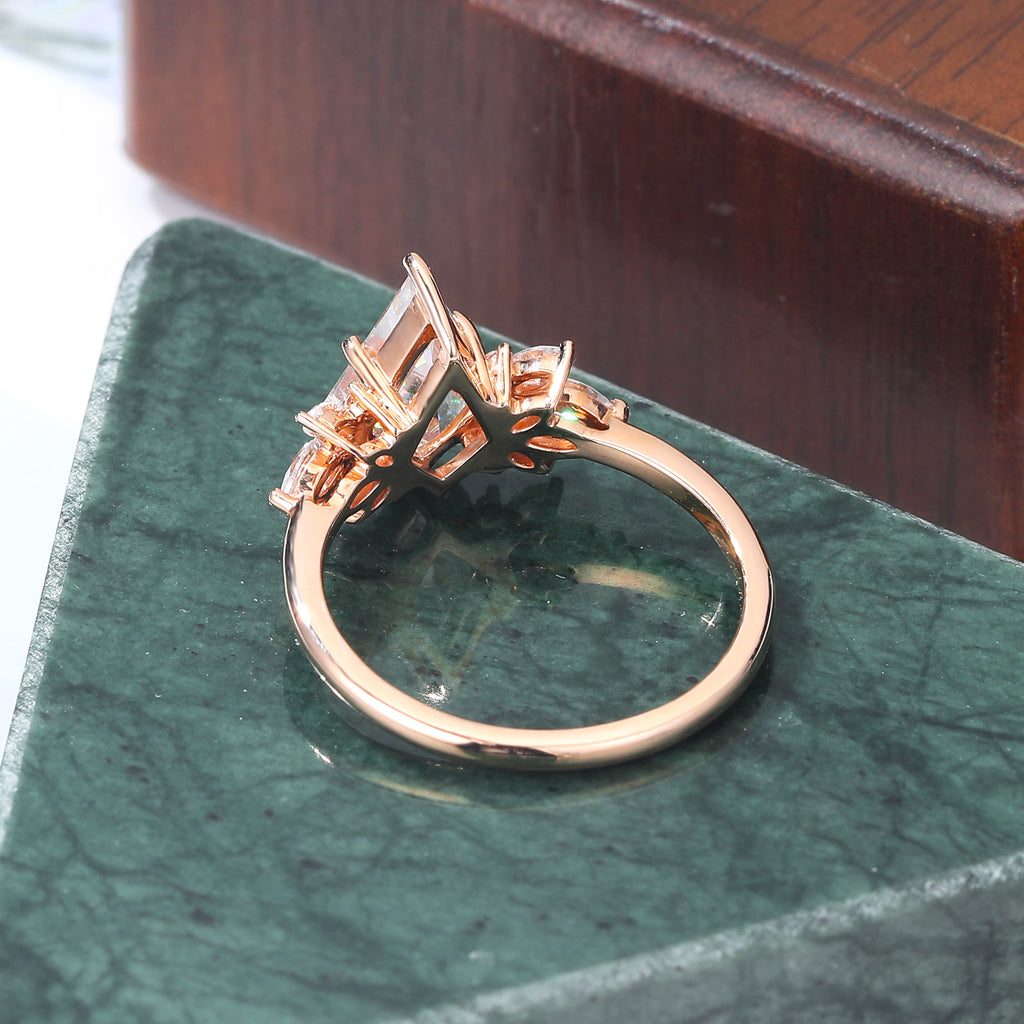 Kite cut moissanite rose gold engagement Ring.  S925/10k/14k/18k.
