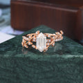 Long Hexagon cut Lab grown diamond rose gold engagement Ring.