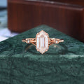 1.4ct Long Hexagon cut Lab grown diamond rose gold engagement Ring.