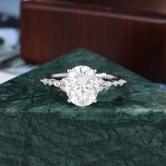 2.5CT Oval cut Lab grown Diamond white gold engagement ring S925/10K/14k/18k gold , unique rose/yellow gold bridal ring .Anniversary Gift.