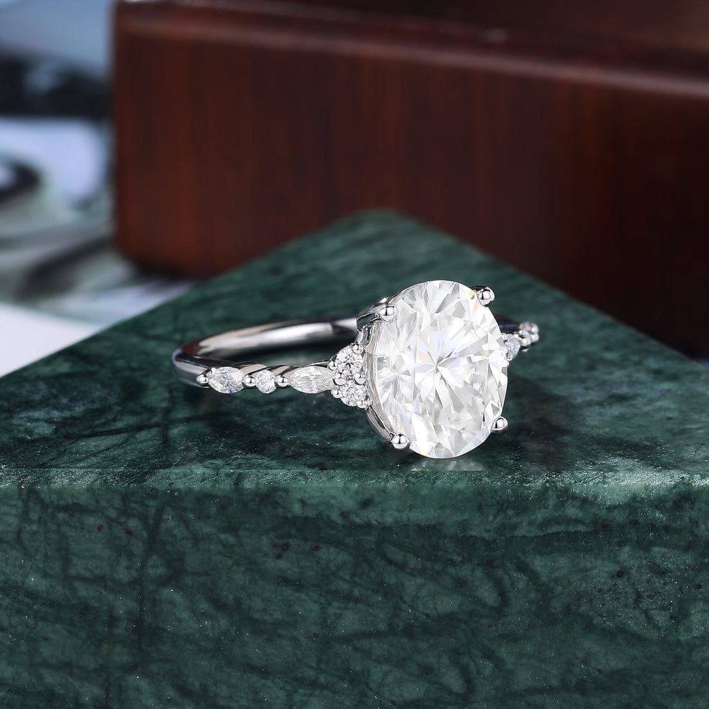 2.5CT Oval cut Lab grown Diamond white gold engagement ring S925/10K/14k/18k gold , unique rose/yellow gold bridal ring .Anniversary Gift.