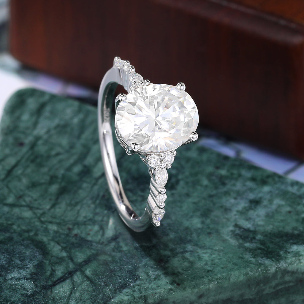 2.5CT Oval cut Lab grown Diamond white gold engagement ring S925/10K/14k/18k gold , unique rose/yellow gold bridal ring .Anniversary Gift.