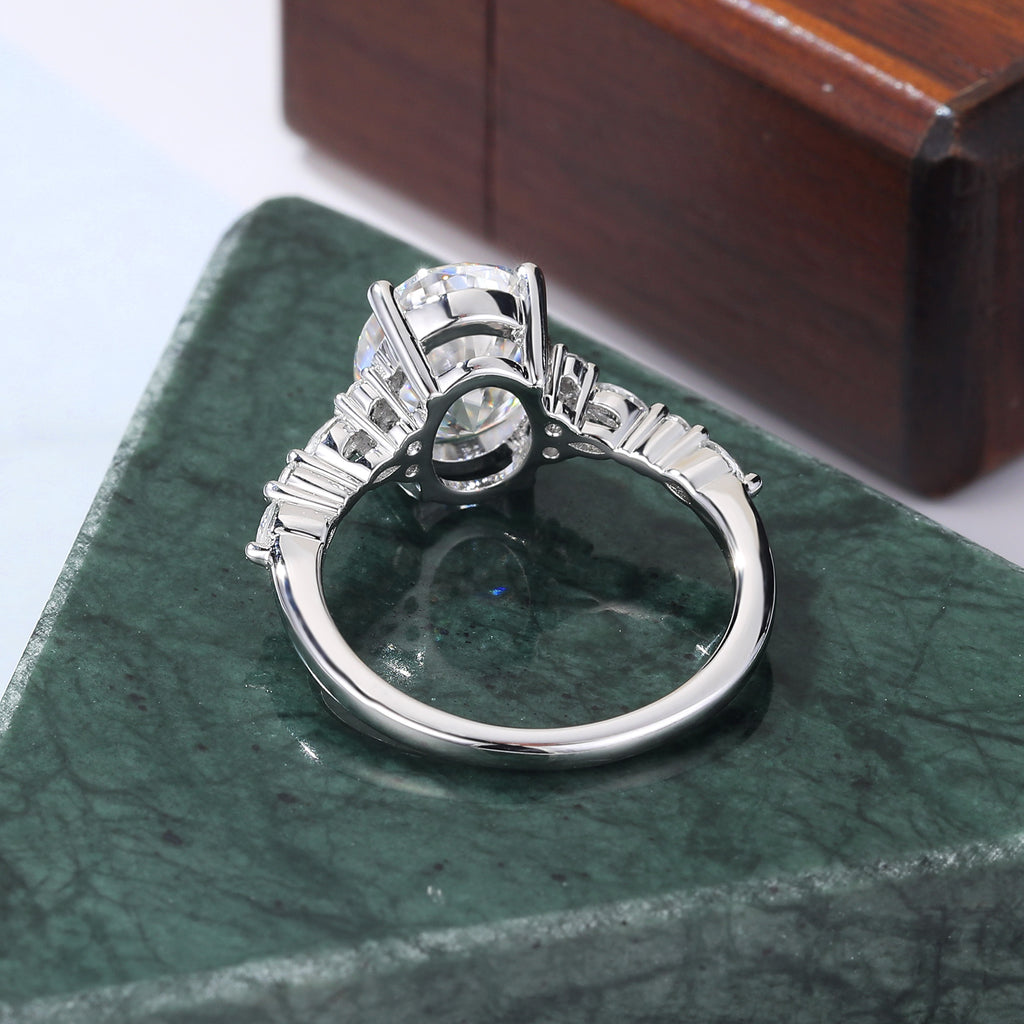 8*10mm Oval cut moissanite white gold engagement ring 925silver/10K/14k/18k gold , unique rose/yellow gold bridal ring .Anniversary Gift.