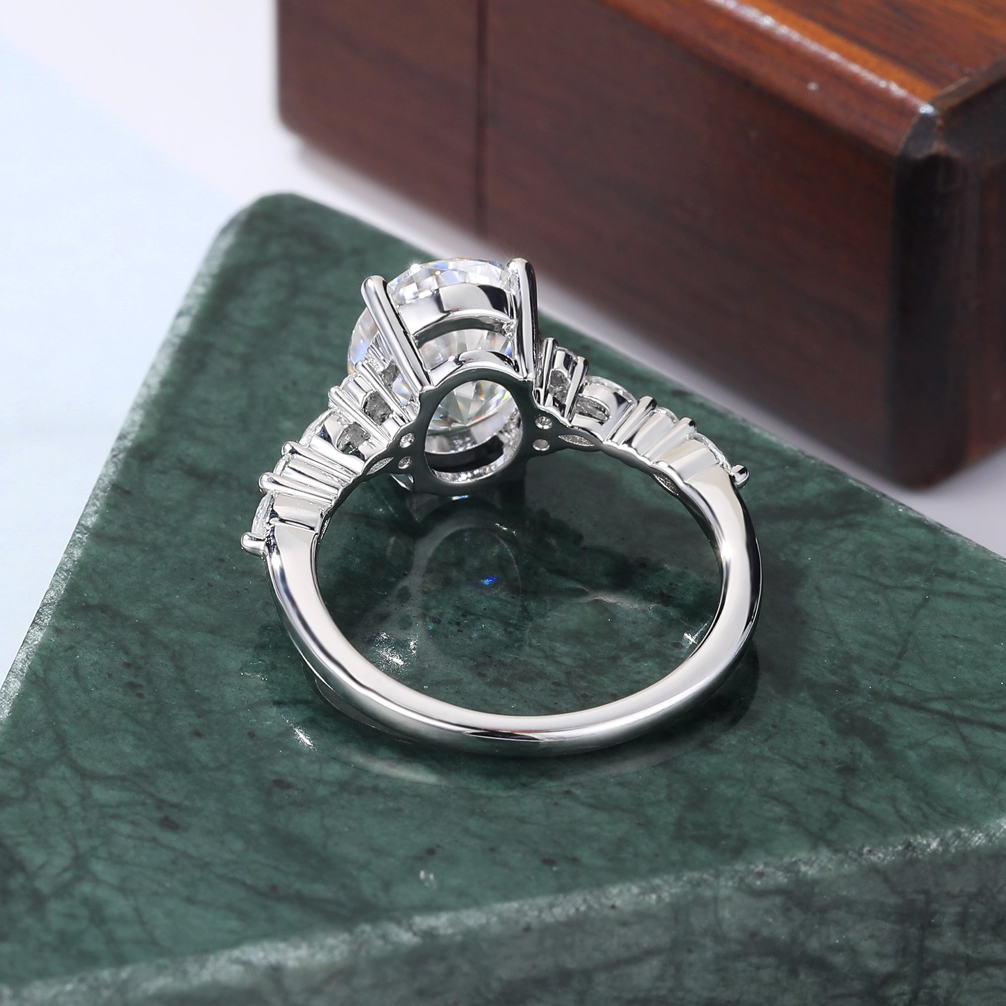 8*10mm Oval cut moissanite white gold engagement ring 925silver/10K/14k/18k gold , unique rose/yellow gold bridal ring .Anniversary Gift.