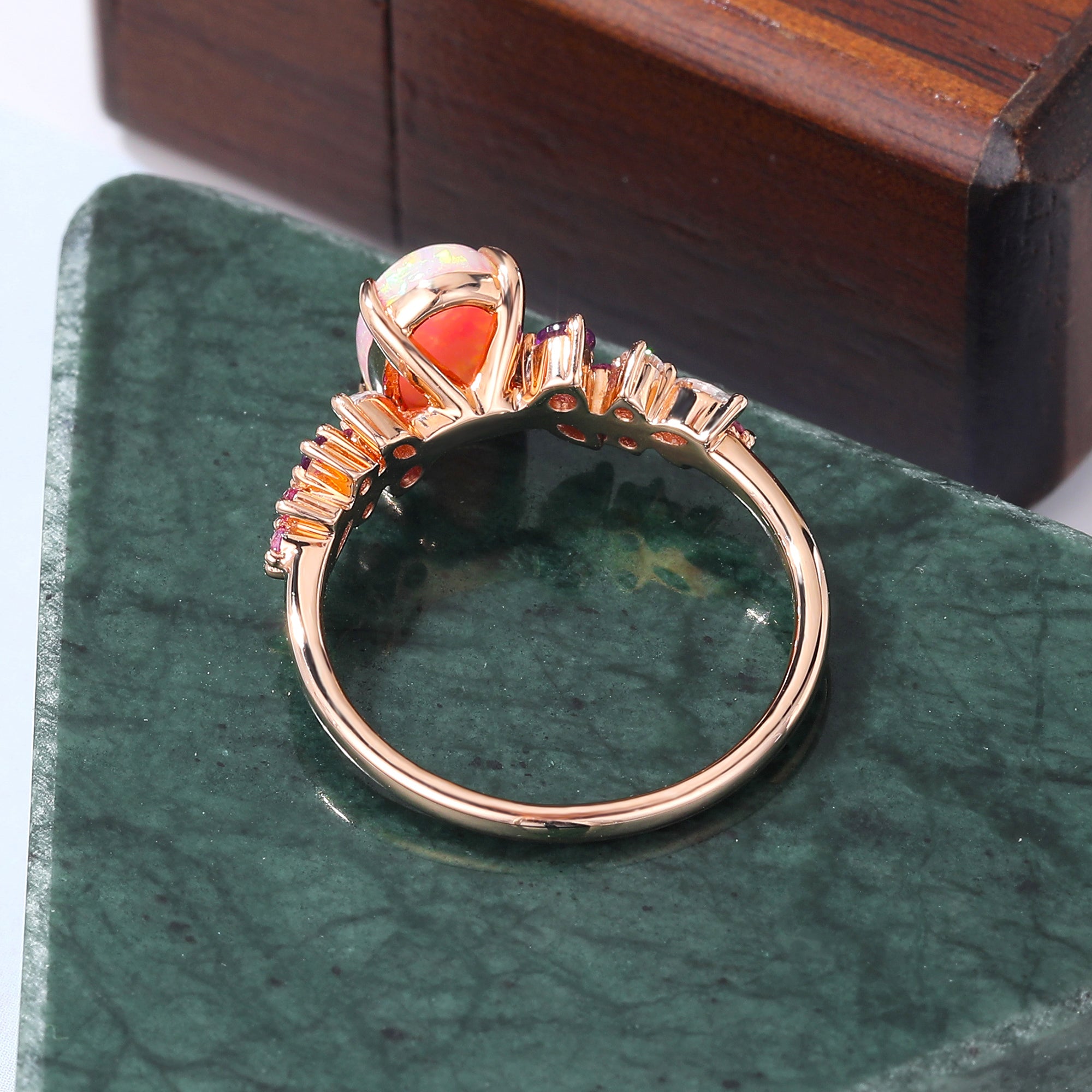 Oval  Lab Pink Opal engagement ring  10k /14k/18k