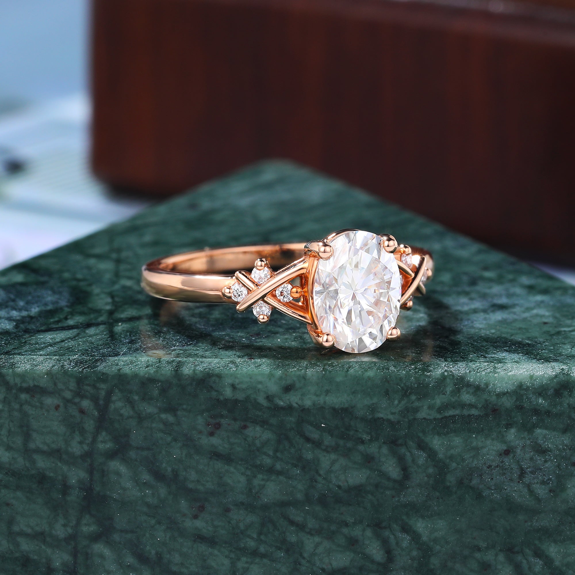 Oval Lab grown diamond engagement Ring.  925silver/10k/14k/18k gold