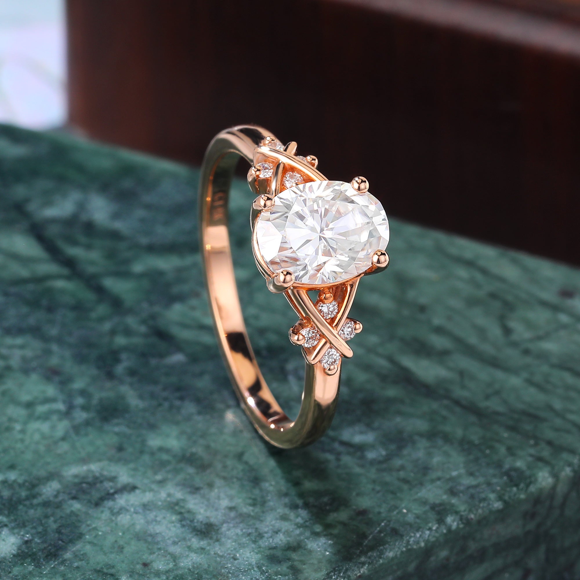 Oval Lab grown diamond engagement Ring.  925silver/10k/14k/18k gold