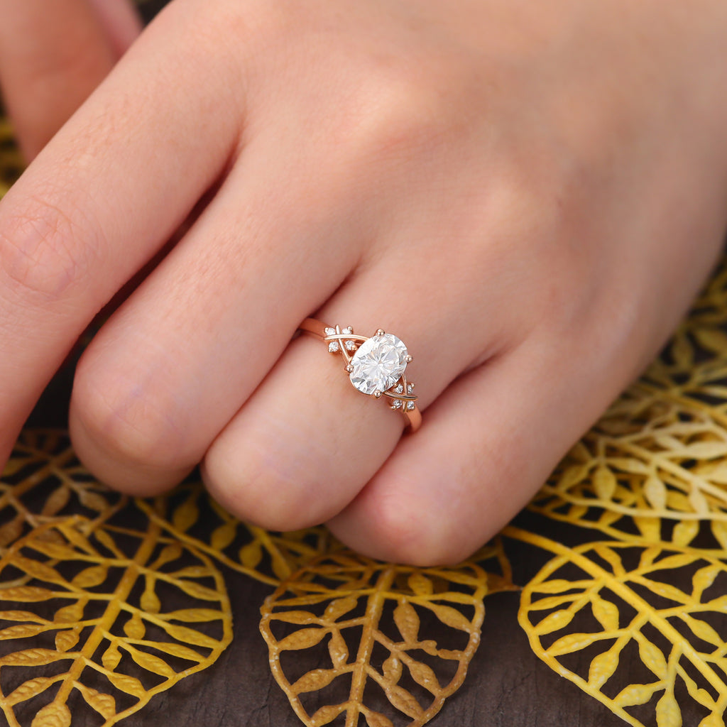 Oval Lab grown diamond engagement Ring.  925silver/10k/14k/18k gold