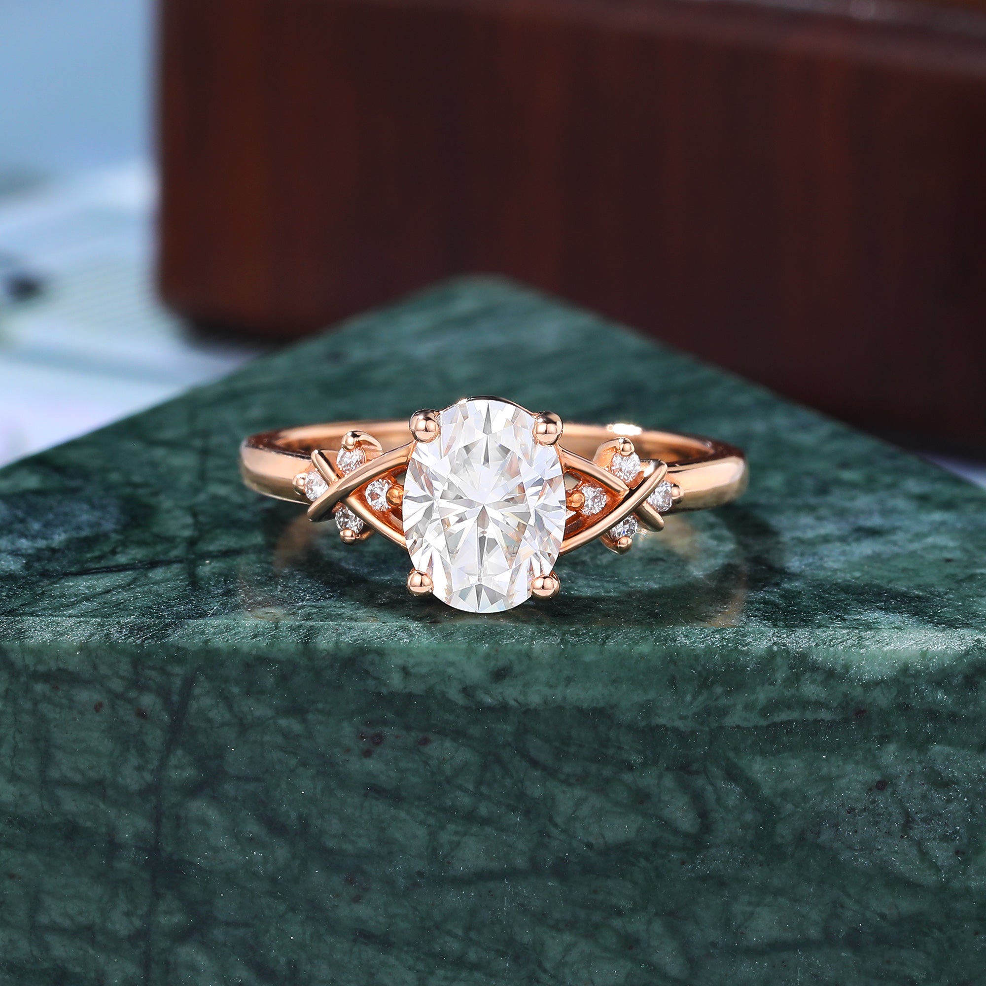 Oval Lab grown diamond engagement Ring.  925silver/10k/14k/18k gold